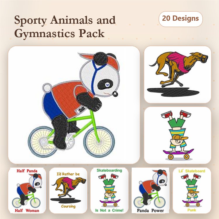 Greyhound & Gymnast Embroidery Bundle – Speed & Flexibility (20 Designs)