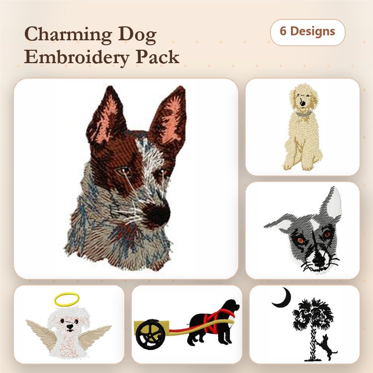 Dog & Cat Embroidery Bundle – Various Breeds & Silhouettes (6 Designs)