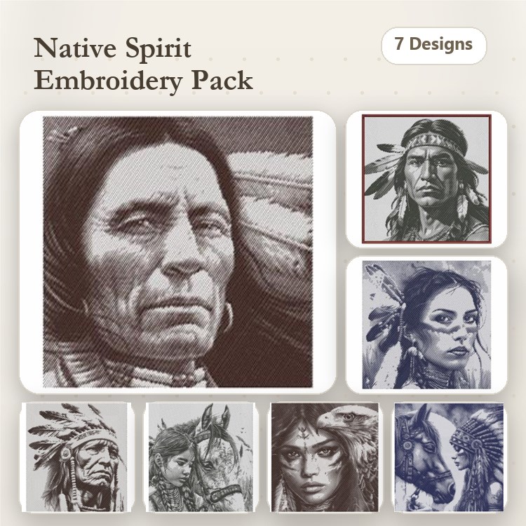 Native American Spirit Embroidery Bundle – Cultural Designs (7 Designs)