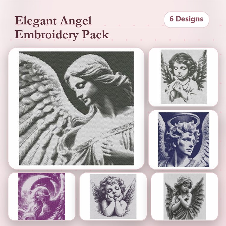 Elegant Angel Embroidery Bundle – Stunning Designs (6 Designs)