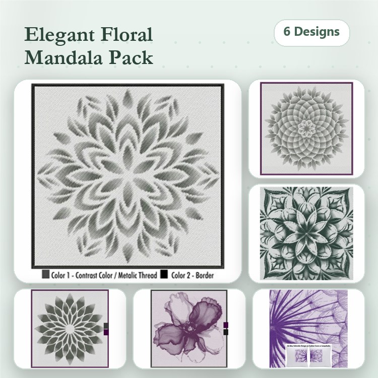 Floral Mandala Embroidery Bundle – Elegant Designs (6 Designs)