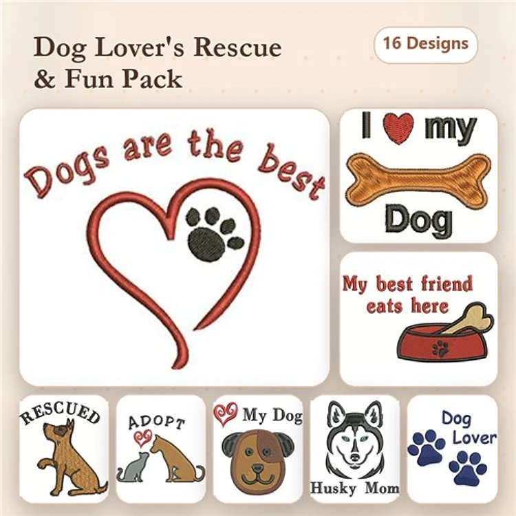 Dog Lover Embroidery Bundle – Heart & Paw Designs (8 Designs)