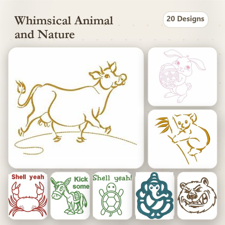 Animal & Nature Embroidery Bundle – Fun Designs (22 Designs)