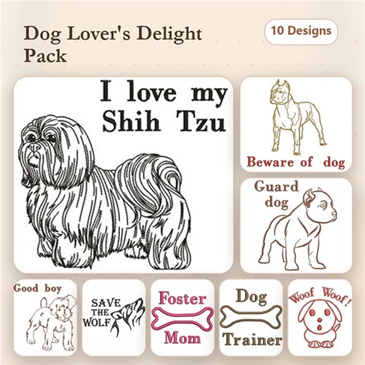 Dog & Bulldog Embroidery Bundle – Foster Mom & Trainer Designs (11 Designs)