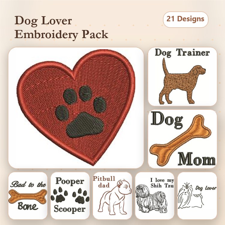 Dog Themed Embroidery Bundle – Kid, Trainer & Rescue Designs (21 Designs)