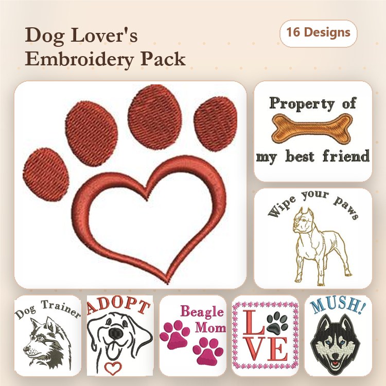 French Bulldog & Beagle Mom Embroidery Bundle – Dog Lover Designs (16 Designs)