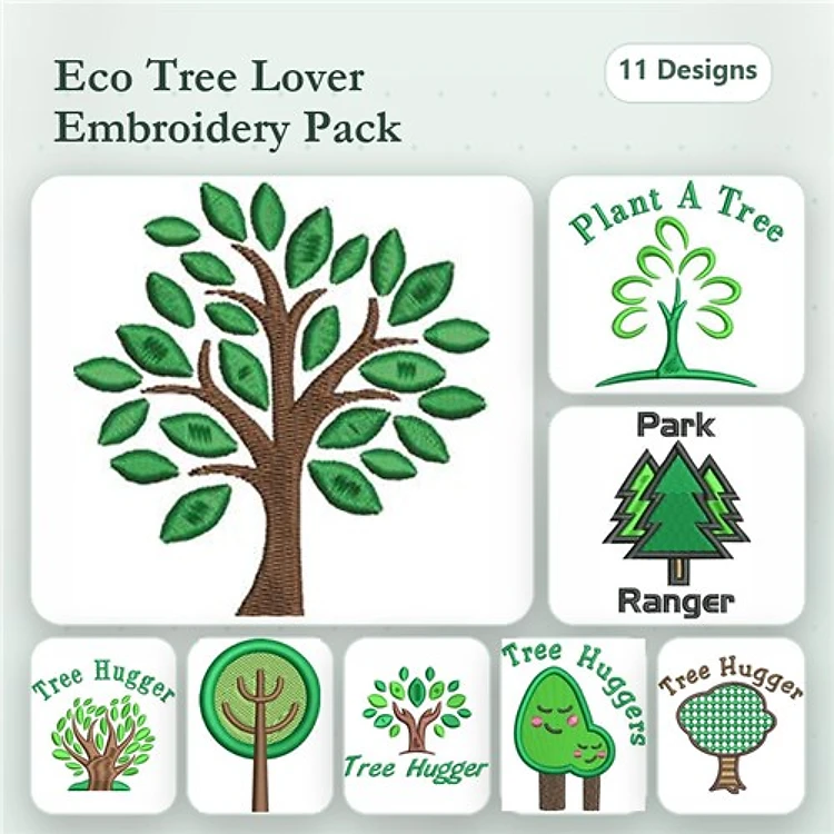 Eco-Friendly Tree Designs Embroidery Bundle – Tree Lover, Park Ranger, Tree Hugger & More (11 Designs)