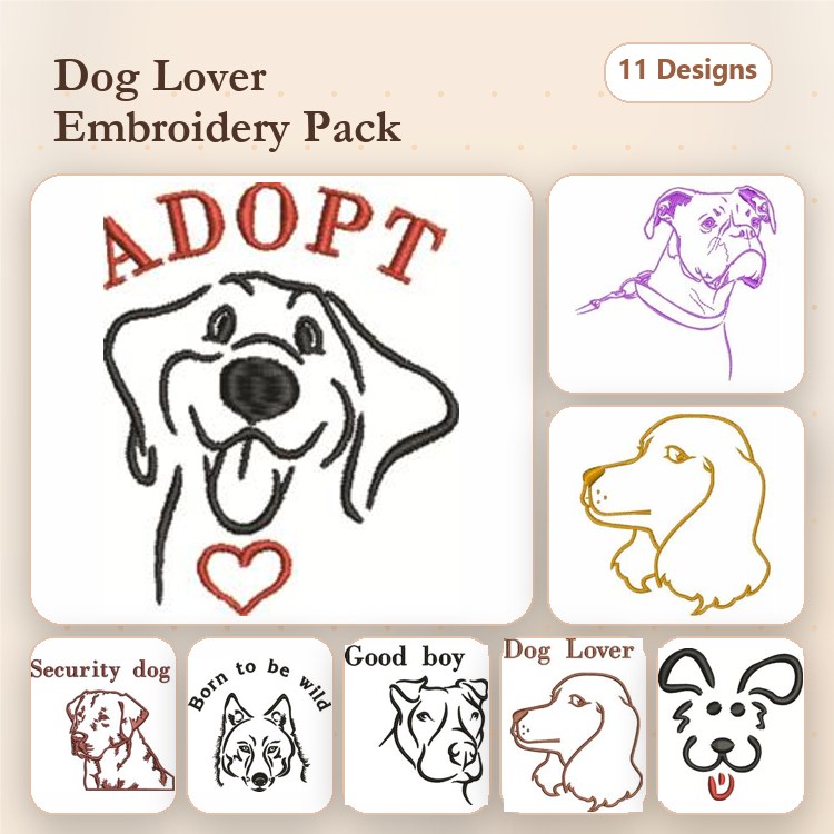 Dog Embroidery Bundle – Bulldogs & More (11 Designs)