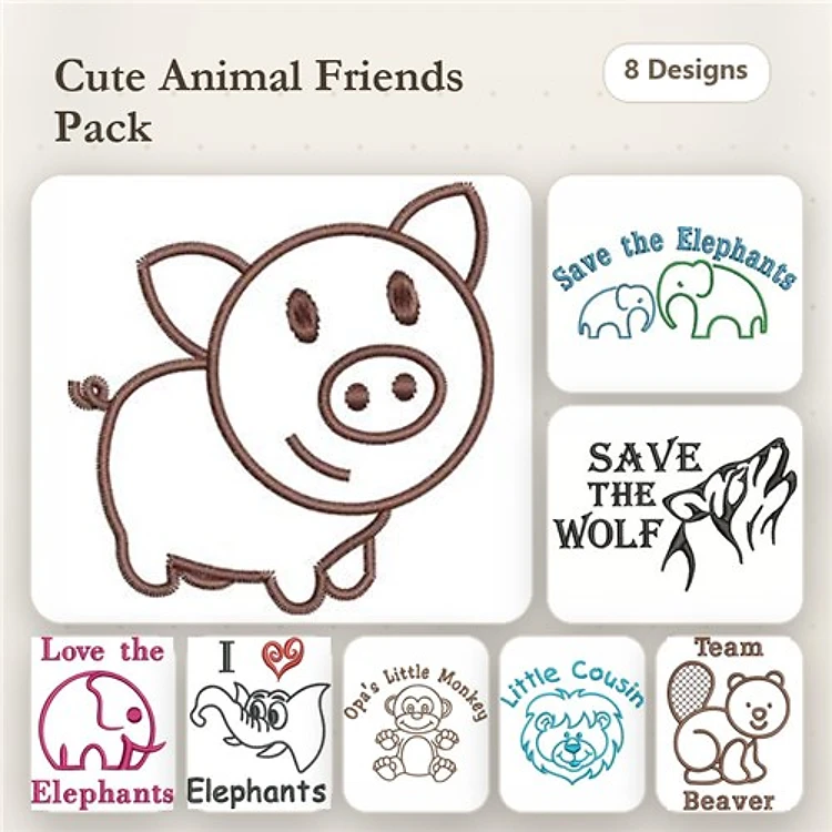 Animal Conservation Embroidery Bundle – Save Elephants & More (14 Designs)