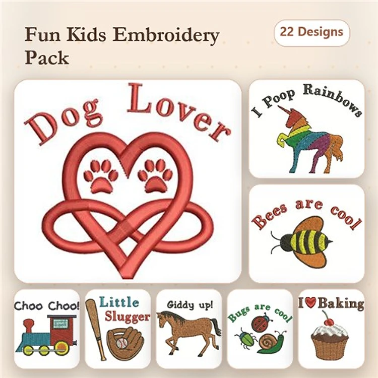Rainbow Unicorn & Bee Embroidery Bundle – Fun Designs (22 Designs)