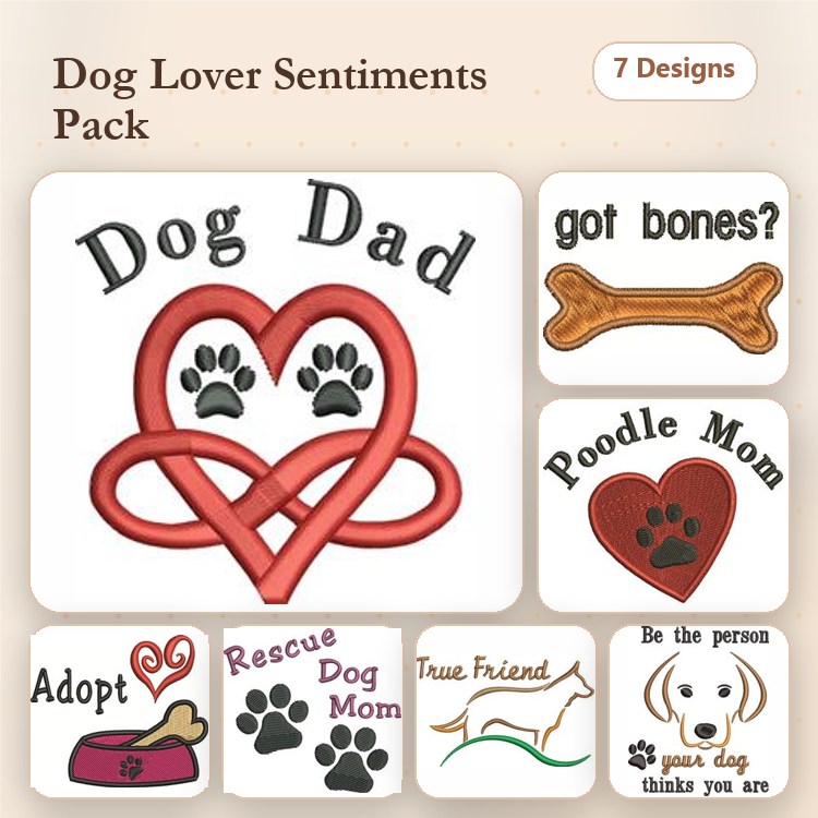 Dog Mom & Dad Embroidery Bundle – Pet Love Designs (7 Designs)