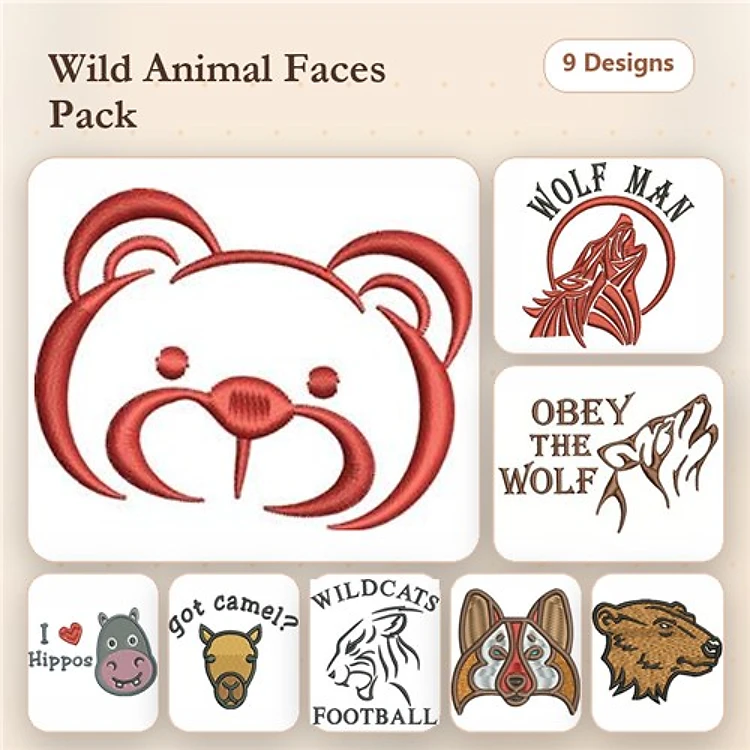 Animal Themed Embroidery Bundle – Bears, Tigers & Monkeys (14 Designs)