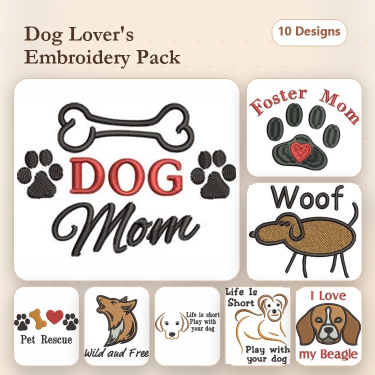 Beagle & French Bulldog Embroidery Bundle – Dog Lover Designs (10 Designs)