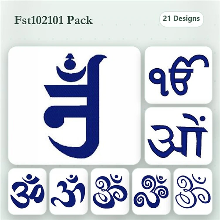 Religious Symbols Embroidery Designs Bundle – Om Symbol, Aum Symbol & More (22 Designs)