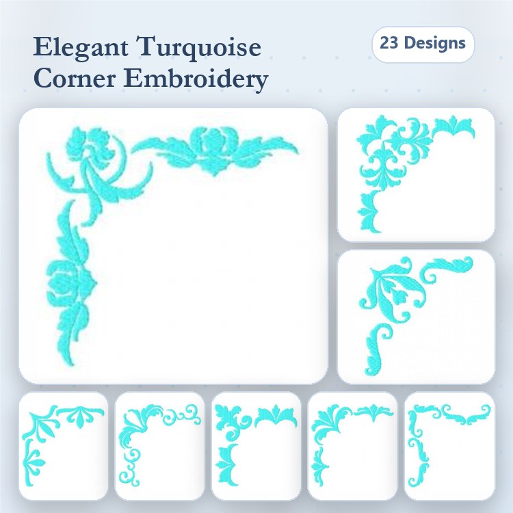 Floral Corner Embroidery Designs Bundle – Elegant Corner Design 1, Elegant Corner Design 2, & More (23 Designs)