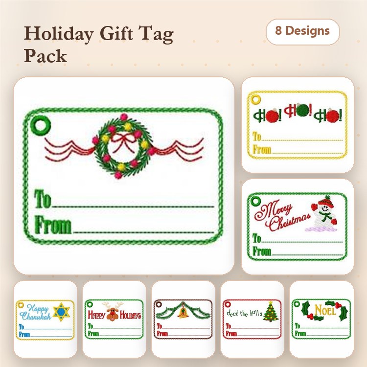 Holiday Gift Applique Tags
