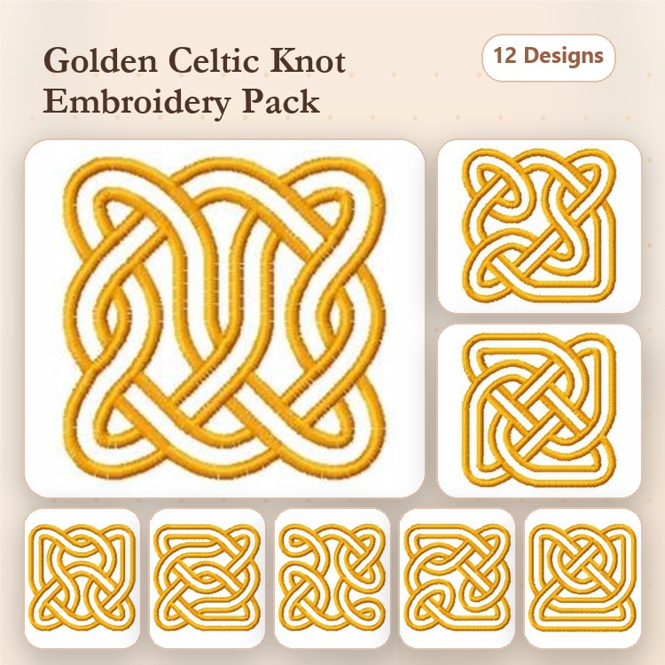 Celtic Knotted Designs Embroidery Bundle – Intricate Patterns & More (12 Designs)