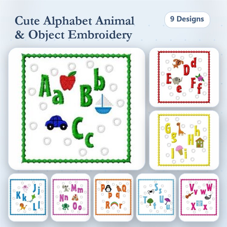Alphabet Embroidery Bundle – Fun Designs (9 Designs)