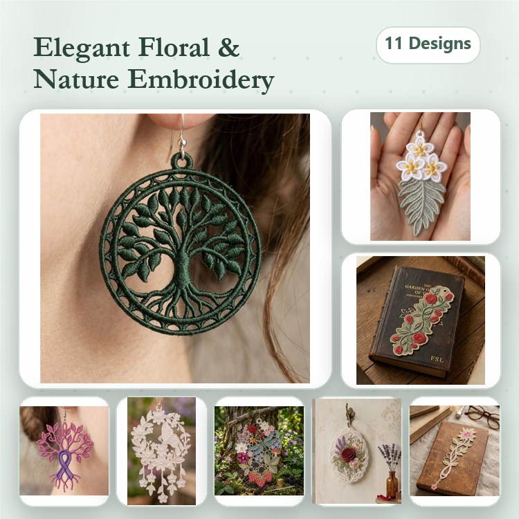 Floral & Nature Embroidery Bundle – Elegant Designs (11 Designs)