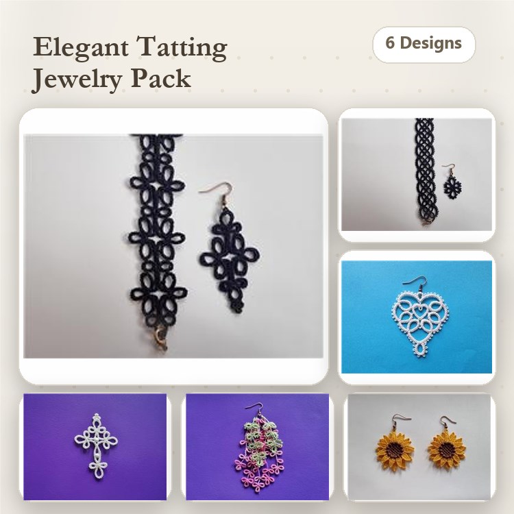 FSL Elegant Jewelry Embroidery Designs Bundle – Lace Bracelet, Lace Earring, Heart Ornament & More (6 Designs)