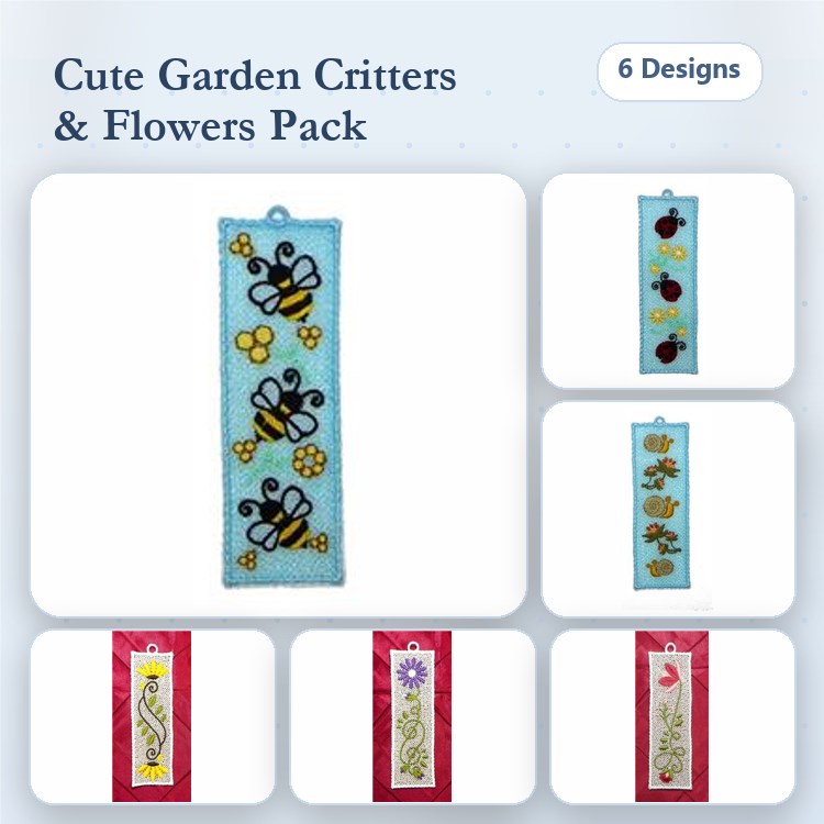 FSL Garden Critters Embroidery Designs Bundle – Bee, Ladybug, Butterfly, Dragonfly & More (6 Designs)