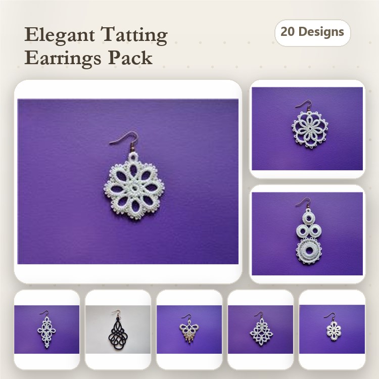 FSL Elegant Lace Earrings Embroidery Bundle – Flower Lace, Teardrop Lace, Snowflake Lace & More (20 Designs)