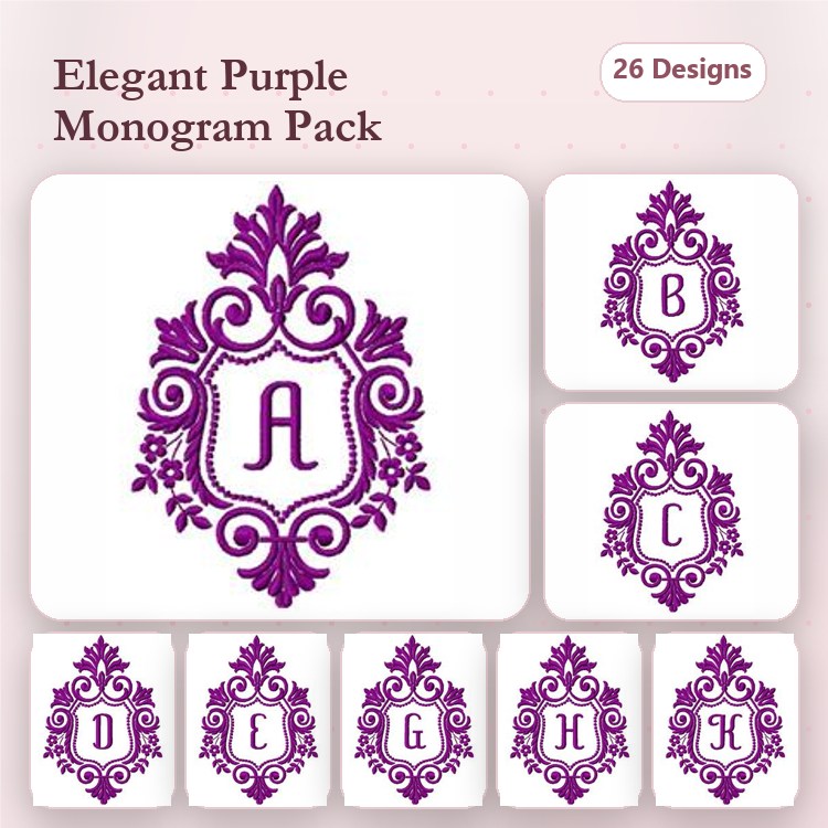 Elegant Monogram Embroidery Designs Bundle – Monogram A, Monogram B, Monogram C & More (26 Designs)