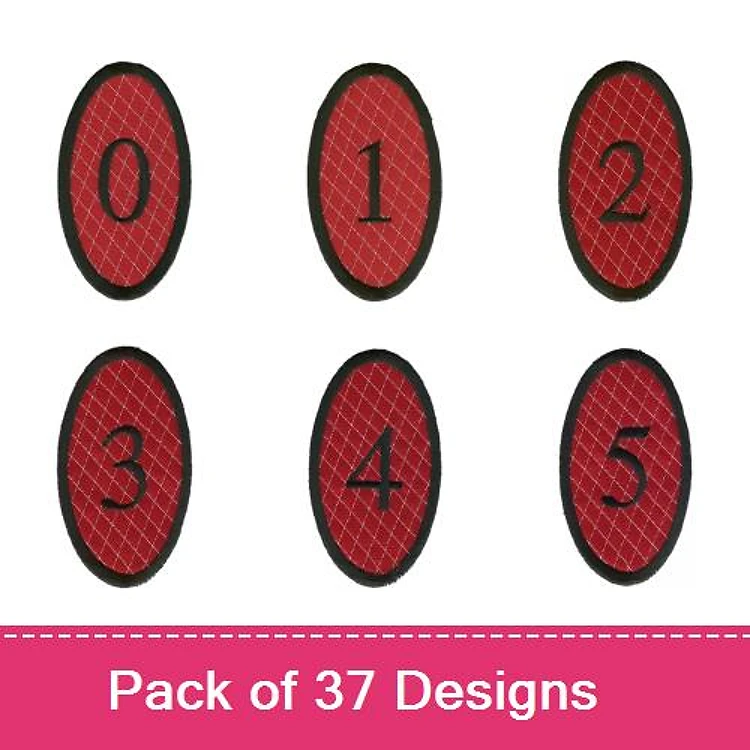 Numbered Patches Embroidery Designs Bundle – Red Number 0, Red Number 1, Red Number 2 & More (37 Designs)