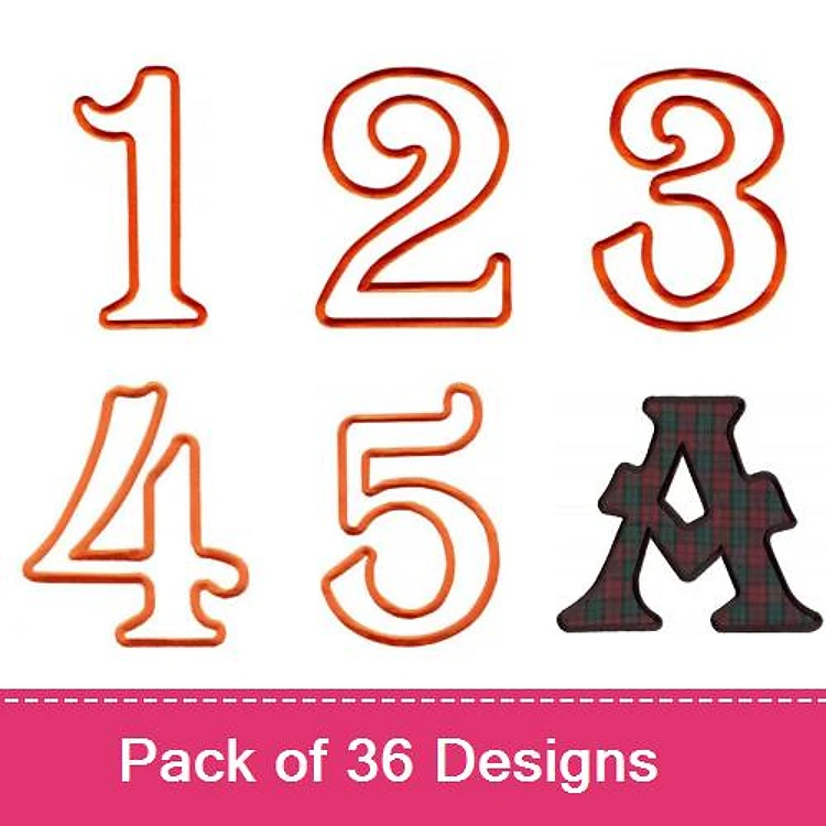 Applique Number and Letter Embroidery Bundle – Number 1, Number 2, Letter A & More (36 Designs)
