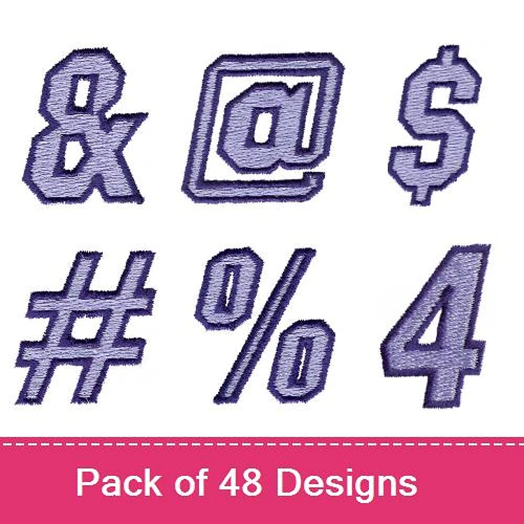 Embroidered Symbols and Characters Embroidery Designs Bundle – Ampersand, At Symbol, Dollar Sign & More (48 Designs)