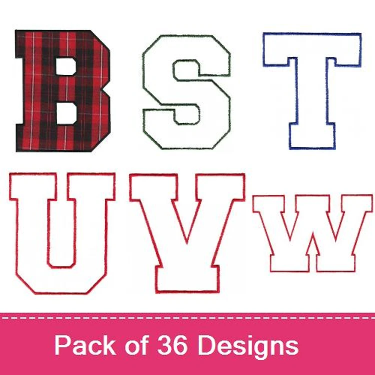 Alphabet Letters Embroidery Designs Bundle – B Letter with Plaid, S Letter, T Letter & More (36 Designs)