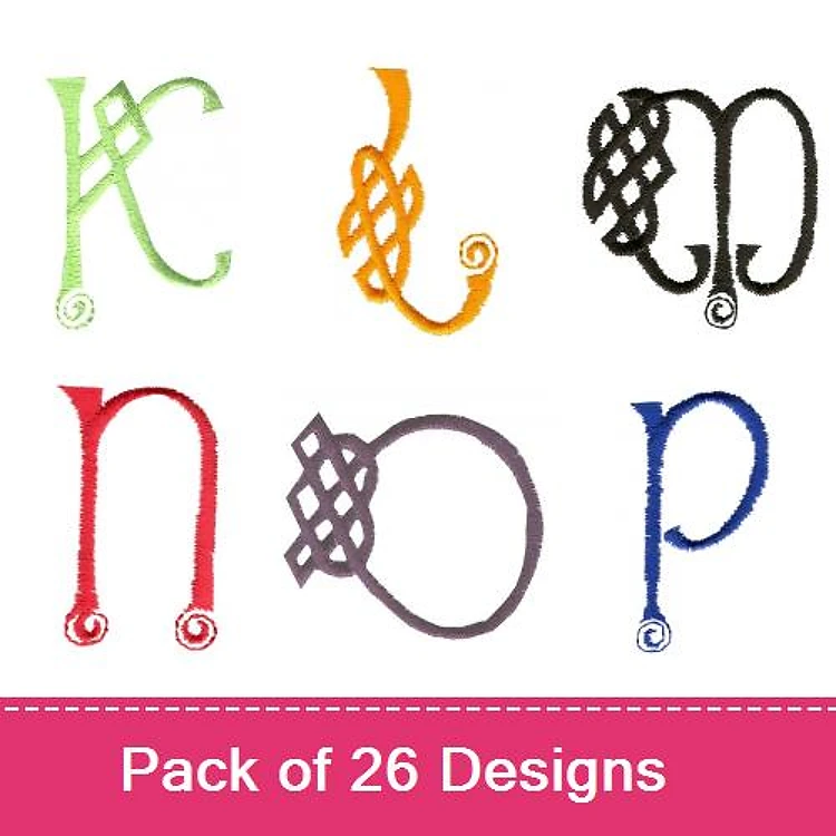 Celtic Alphabet Letters Embroidery Designs Bundle – Celtic K, Celtic L, Celtic M & More (26 Designs)