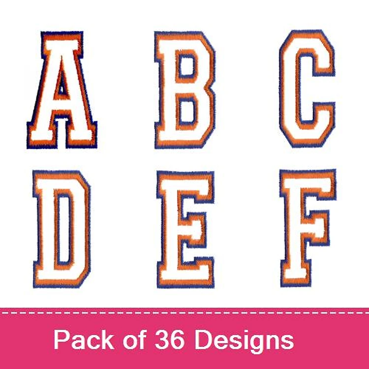 Alphabet Letters Embroidery Designs Bundle – Letter A, Letter B, Letter C, Letter D, Letter E, Letter F & More (36 Designs)