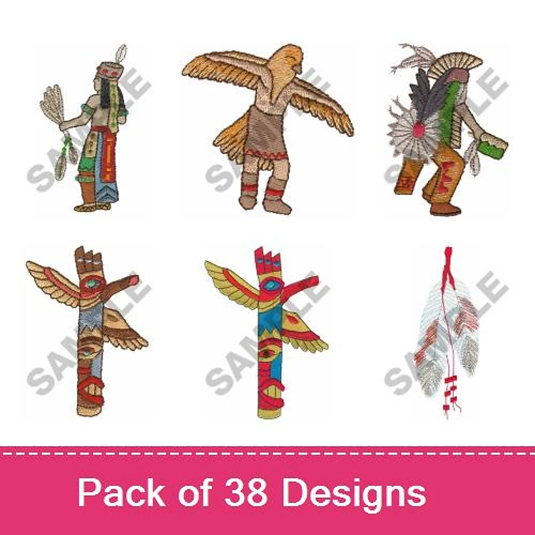 Native American Embroidery Designs Bundle – Dancer, Eagle Dancer, Totem Pole & More (38 Designs)
