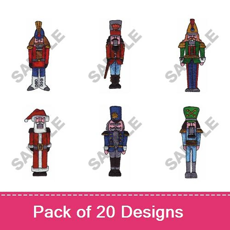 Nutcracker Holiday Figures Embroidery Designs Bundle – Nutcracker Soldier, Santa Nutcracker, Traditional Nutcracker & More (20 Designs)