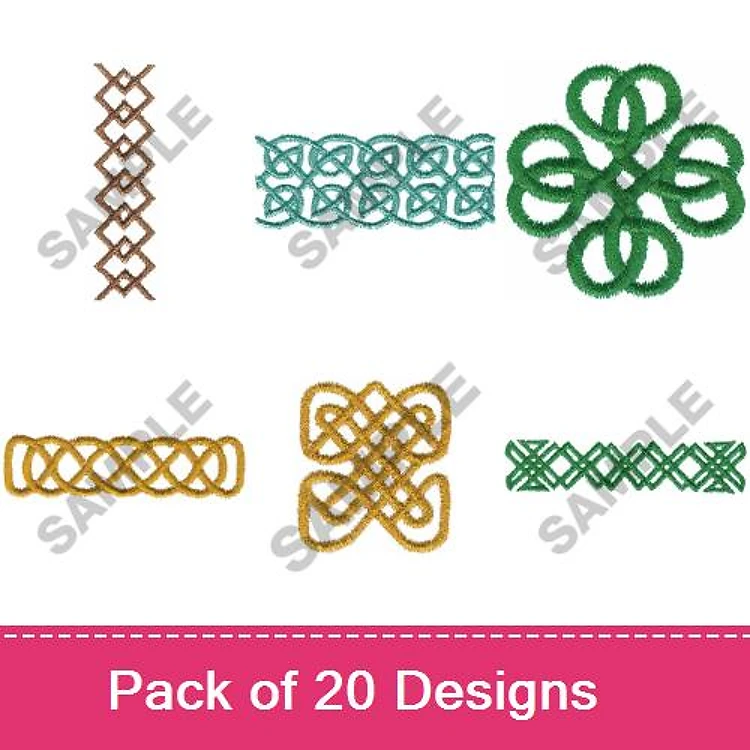 Rippled Decorative Embroidery Designs Bundle – Woven Rippled, Spiral Rippled, Knotted Rippled & More (20 Designs)