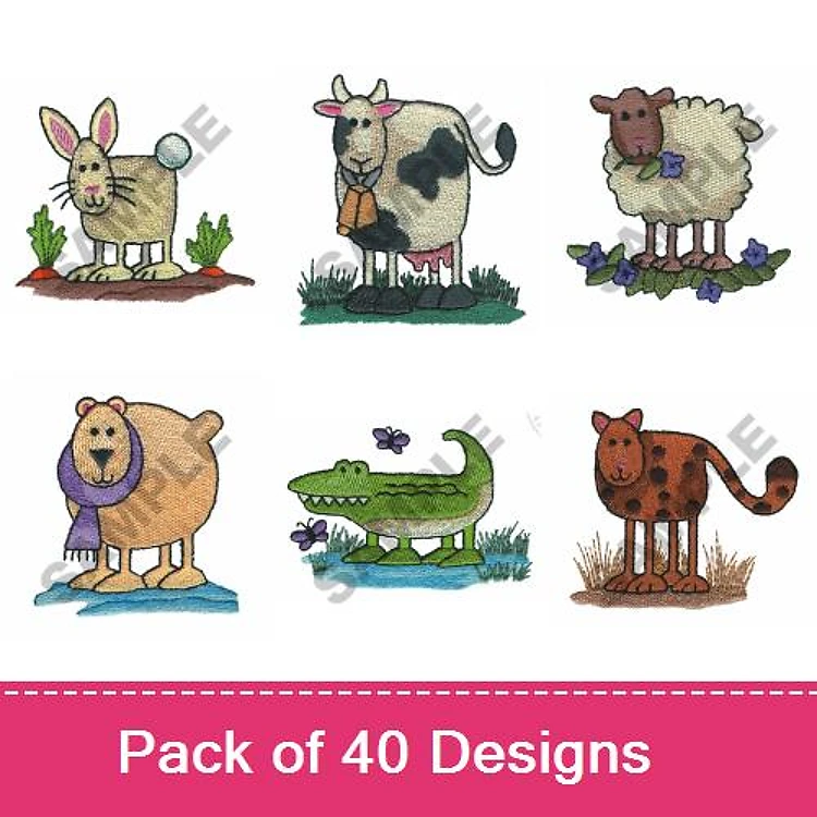 Farm Animal Embroidery Bundle – Cute Characters (40 Designs)