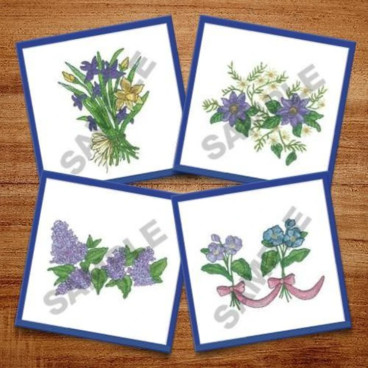 Floral Bouquets Embroidery Designs Bundle – Iris Bouquet, Lilac Bouquet, Mixed Flower Arrangement & More (20 Designs)