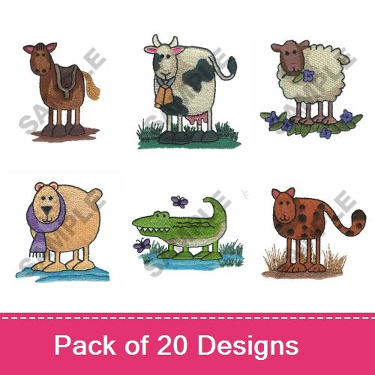 Farm Animal Embroidery Bundle – Horse, Cow, Sheep & More (20 Designs)