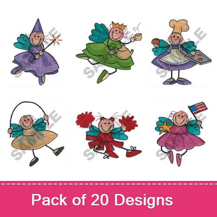 Fairy Embroidery Bundle – Fun Character Designs (20 Designs)