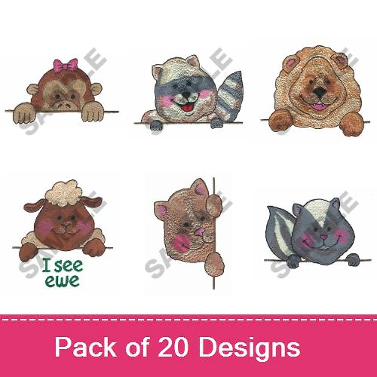 Animal Faces Embroidery Bundle – Cute Characters (20 Designs)