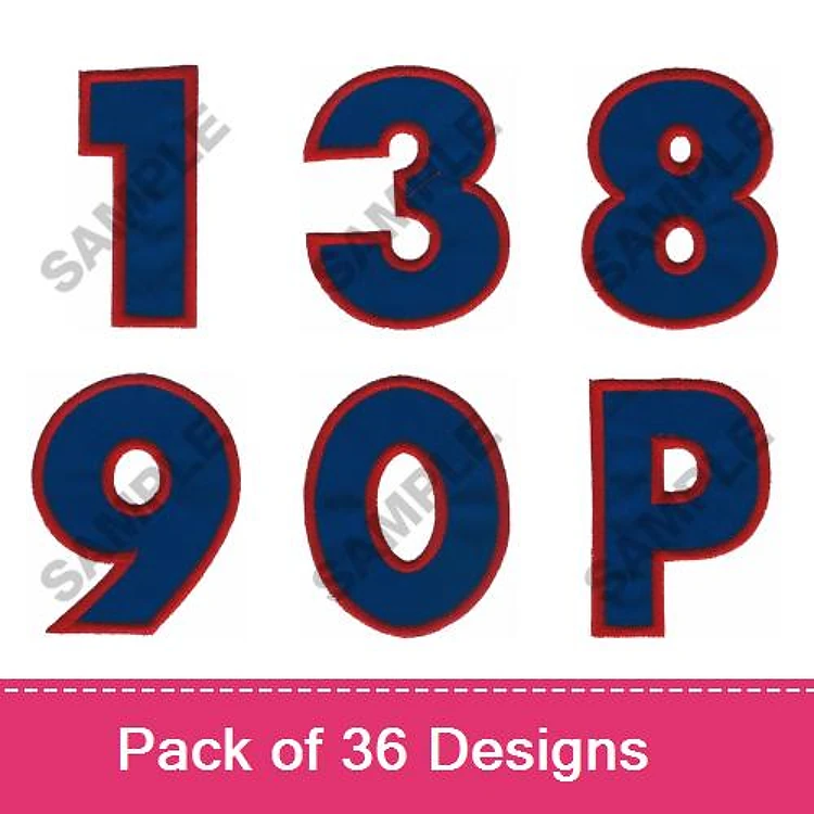 Applique Numerical & Alphabetical Embroidery Bundle – Number 1, Number 3, Number 8, Number 9, Letter P & More (36 Designs)