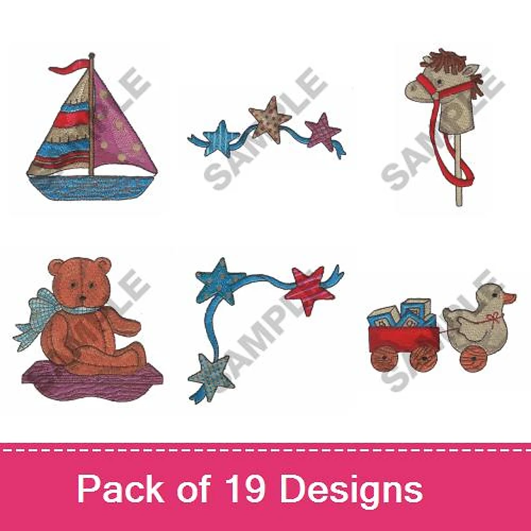 Sailboat & Bear Embroidery Bundle – Fun Designs (19 Designs)