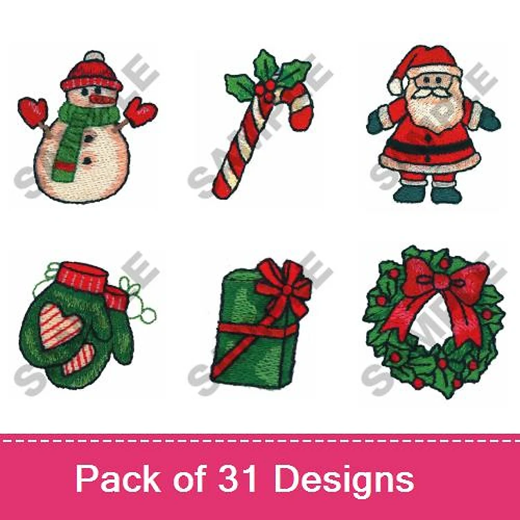 Snowman, Santa Claus & Holiday Embroidery Bundle – Christmas Cheer (31 Designs)