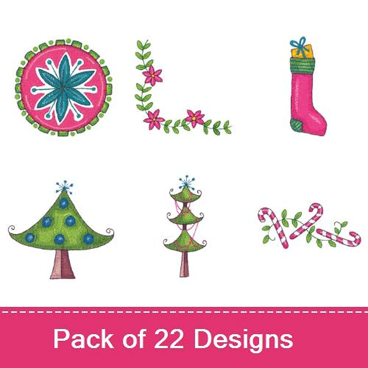 Christmas Ornament Embroidery Designs Bundle – Floral Letter O, Christmas Stocking, Decorative Tree & More (22 Designs)