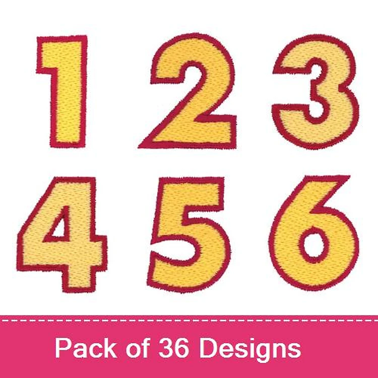 Applique Number Appliques Embroidery Bundle – Number 1, Number 2, Number 3, Number 4, Number 5, Number 6 & More (36 Designs)