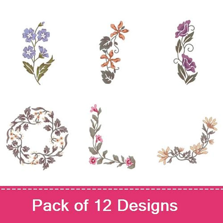 Floral Letter Embroidery Bundle – Floral Letter I, L, O, U, Wreath & More (12 Designs)