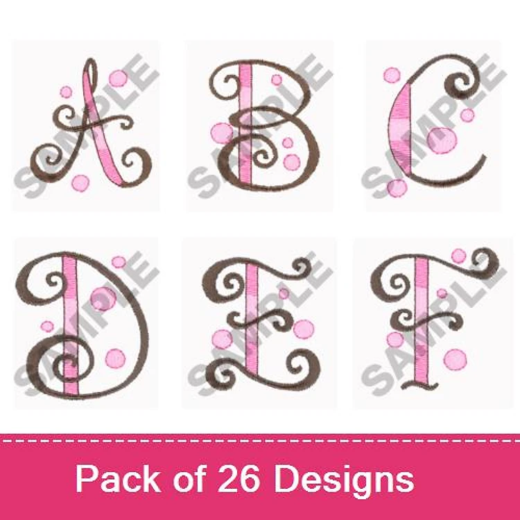 Fanciful Alphabet Embroidery Designs Bundle – Fanciful Letter A, B, C & More (26 Designs)