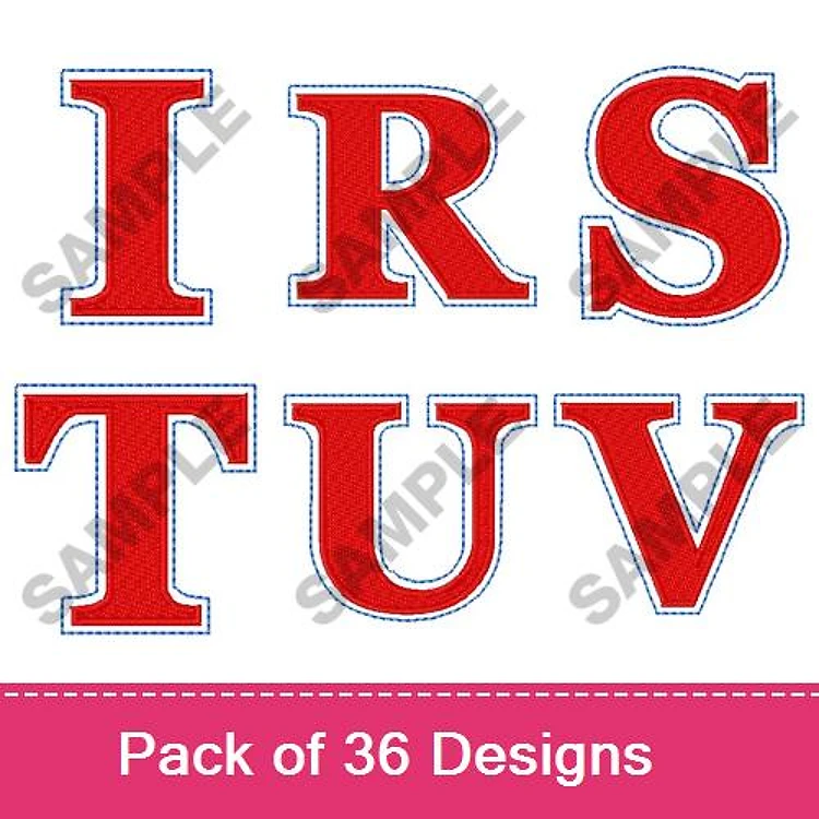 Applique Red Applique Letters Embroidery Designs Bundle – I Letter, R Letter, S Letter, T Letter, U Letter, V Letter & More (36 Designs)
