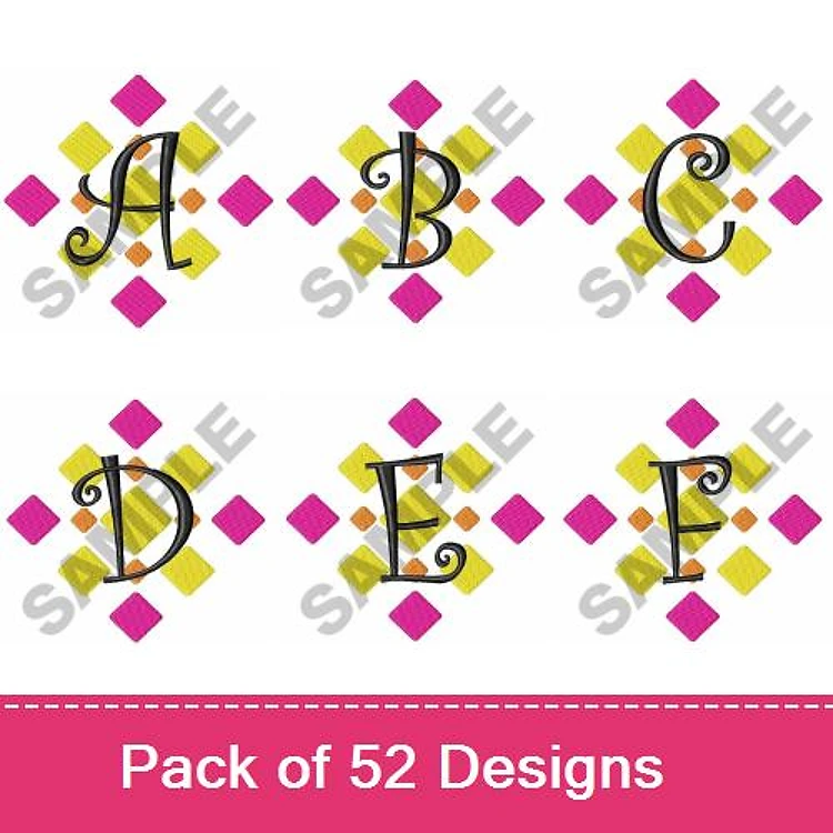 Decorative Alphabet Letters Embroidery Designs Bundle – A Letter, B Letter, C Letter & More (52 Designs)